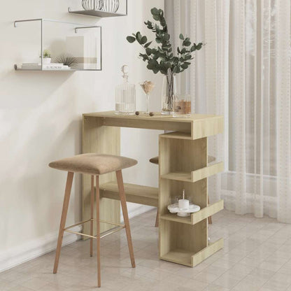 Sonoma Oak Bar Table w/ Storage Rack, Engineered Wood, 100x50x101.5 cm