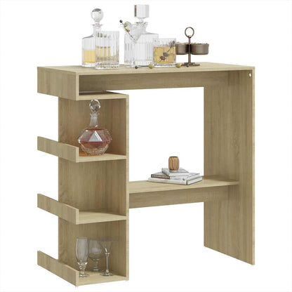 Sonoma Oak Bar Table w/ Storage Rack, Engineered Wood, 100x50x101.5 cm