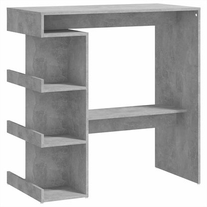 Concrete Grey Bar Table with Storage Rack, Engineered Wood, 100cm