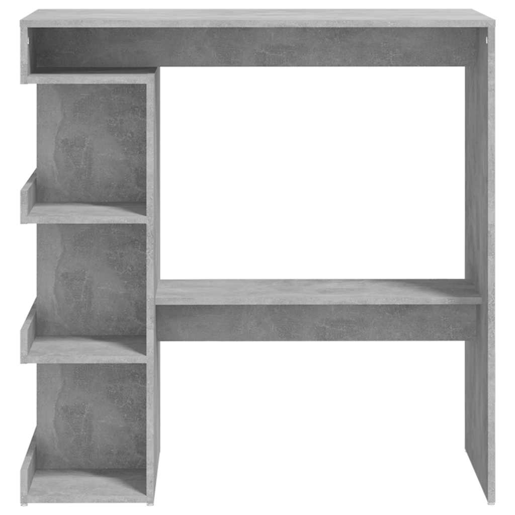 Concrete Grey Bar Table with Storage Rack, Engineered Wood, 100cm