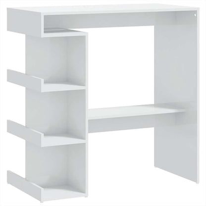 High Gloss White Bar Table with Storage Rack, 100x50x101.5 cm