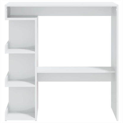 High Gloss White Bar Table with Storage Rack, 100x50x101.5 cm
