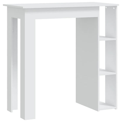 White Engineered Wood Bar Table with Shelf, 102x50x103.5 cm