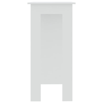 White Engineered Wood Bar Table with Shelf, 102x50x103.5 cm
