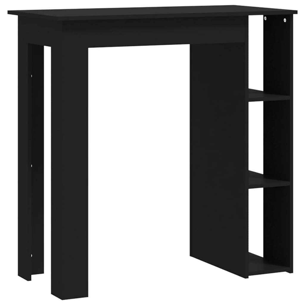 Compact Black Bar Table with Shelf - Engineered Wood 102x50x103.5 cm