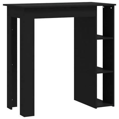 Compact Black Bar Table with Shelf - Engineered Wood 102x50x103.5 cm
