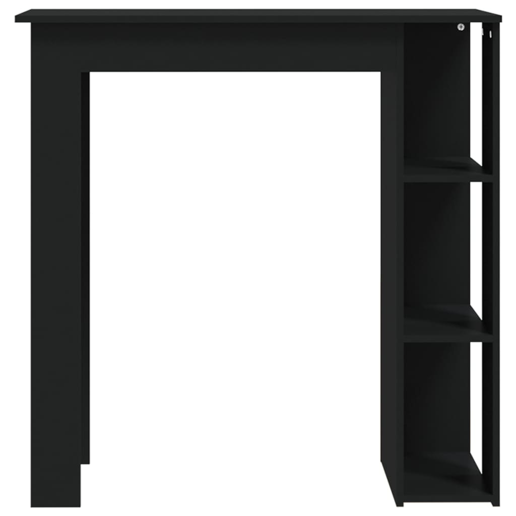 Compact Black Bar Table with Shelf - Engineered Wood 102x50x103.5 cm