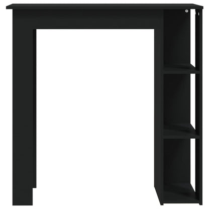 Compact Black Bar Table with Shelf - Engineered Wood 102x50x103.5 cm