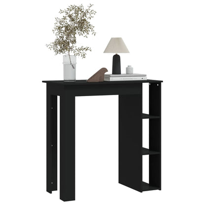 Compact Black Bar Table with Shelf - Engineered Wood 102x50x103.5 cm