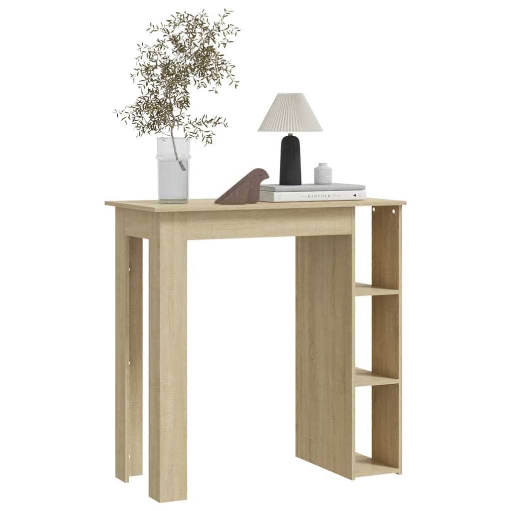 Sonoma Oak Bar Table with Shelf, Engineered Wood, 102x50x103.5 cm