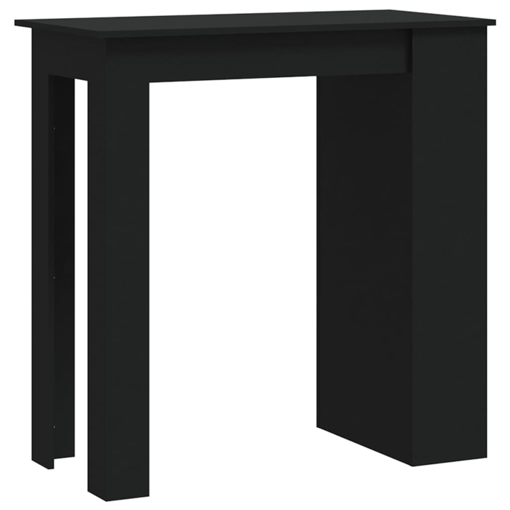 Black Engineered Wood Bar Table with Storage Rack, 102x50x103.5 cm
