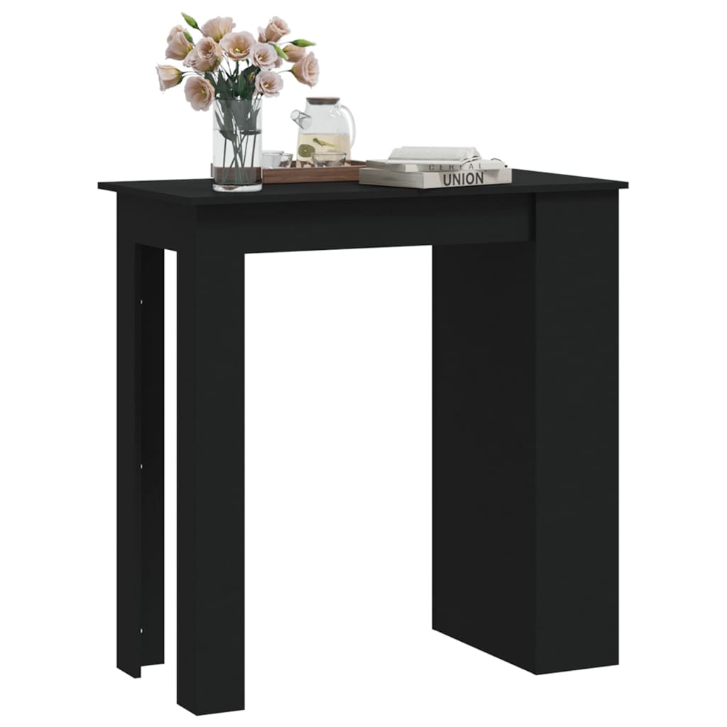 Black Engineered Wood Bar Table with Storage Rack, 102x50x103.5 cm