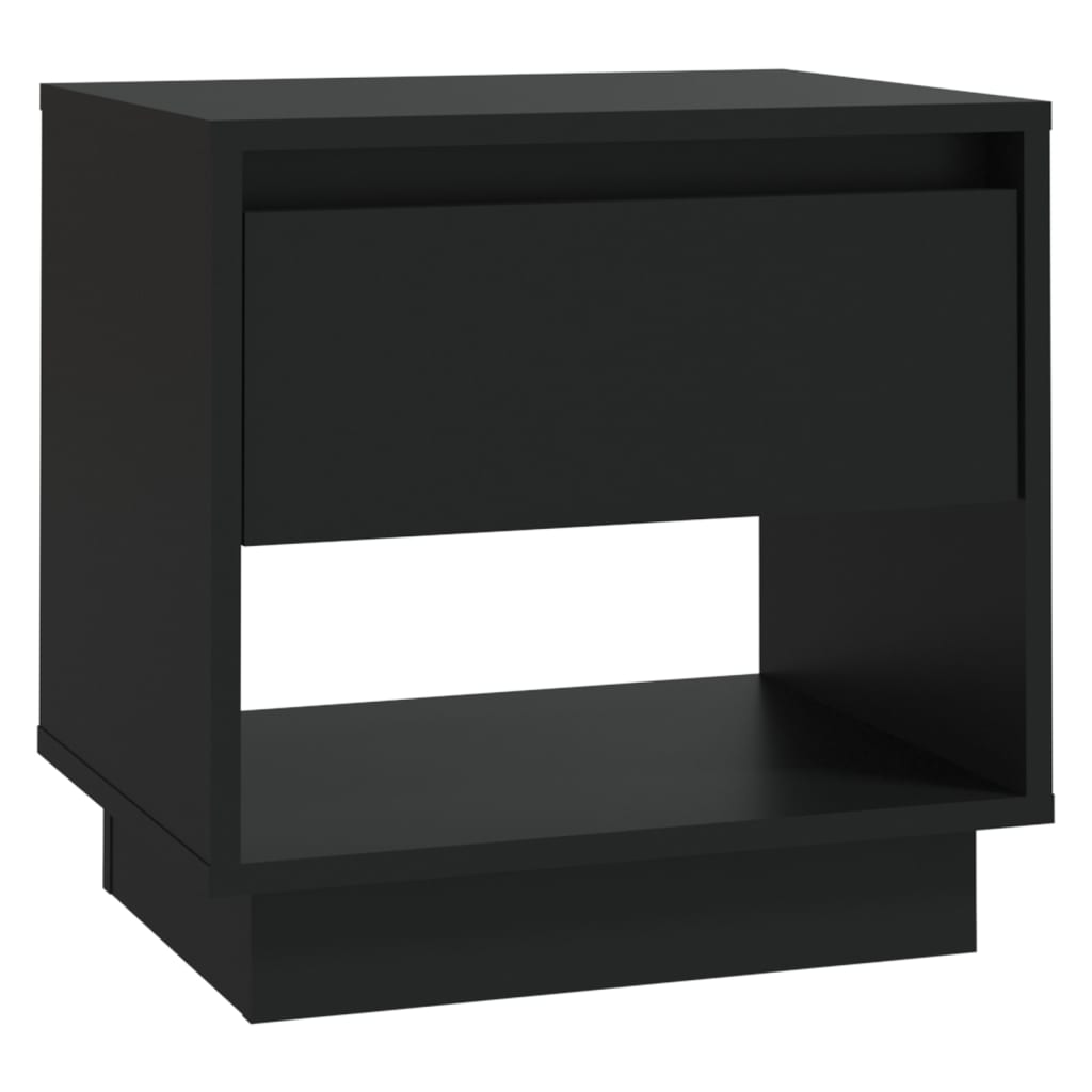 Sleek Black Bedside Cabinet 45x34x44 cm in Engineered Wood
