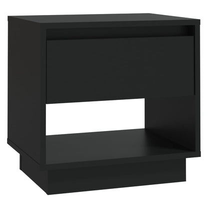 Sleek Black Bedside Cabinet 45x34x44 cm in Engineered Wood