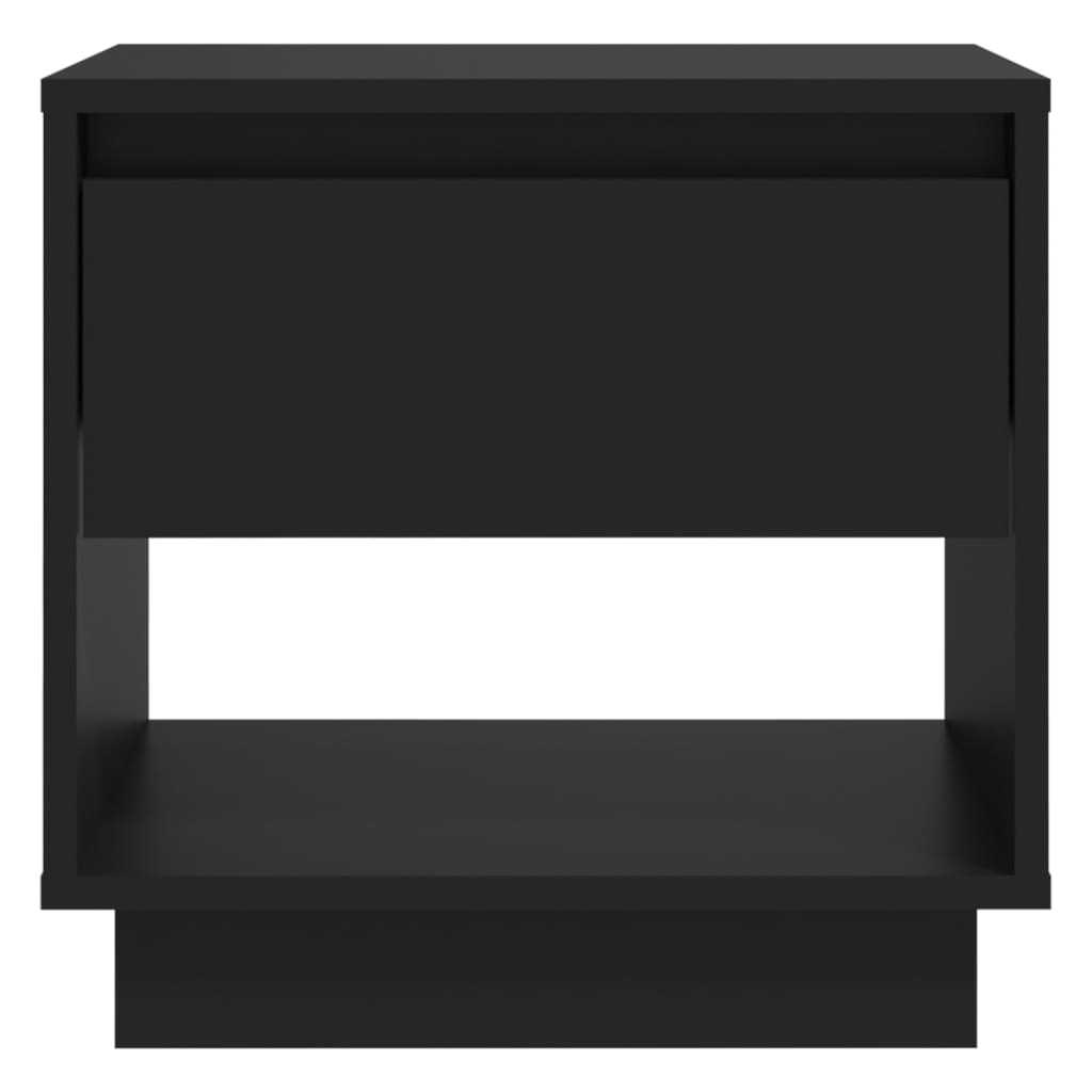 Sleek Black Bedside Cabinet 45x34x44 cm in Engineered Wood
