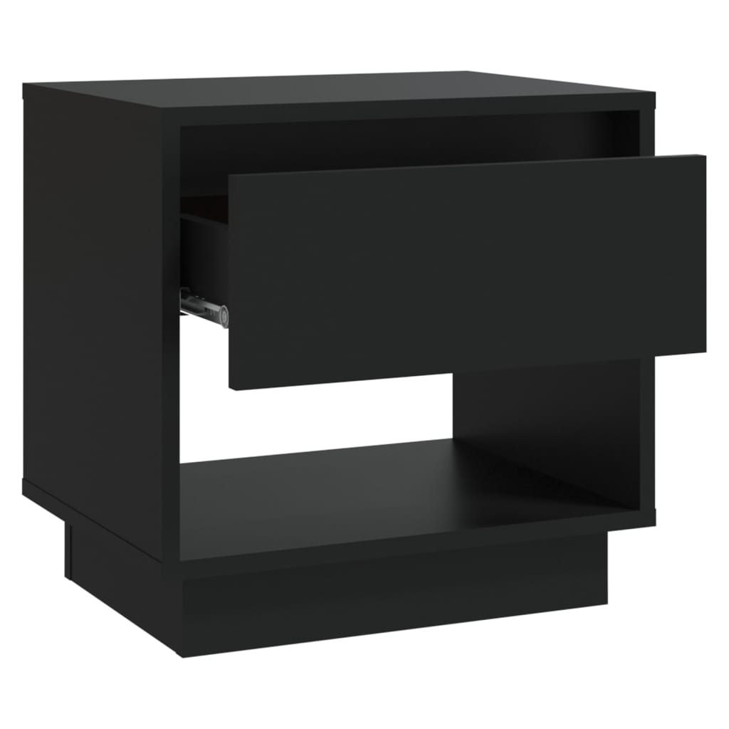 Sleek Black Bedside Cabinet 45x34x44 cm in Engineered Wood