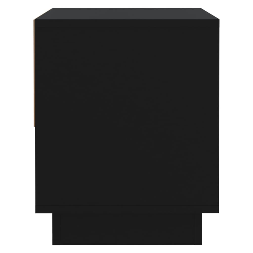 Sleek Black Bedside Cabinet 45x34x44 cm in Engineered Wood