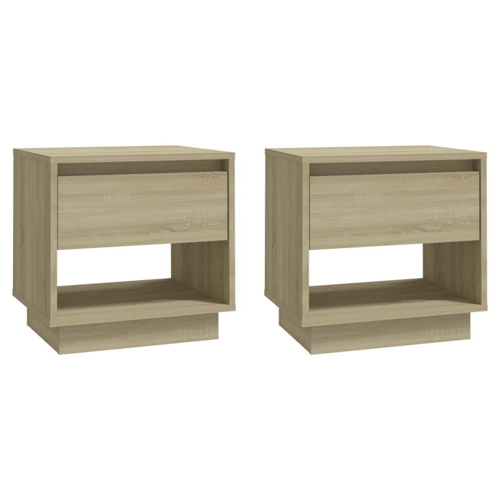 Sonoma Oak Bedside Cabinets 2pcs, 45x34x44 cm, Engineered Wood