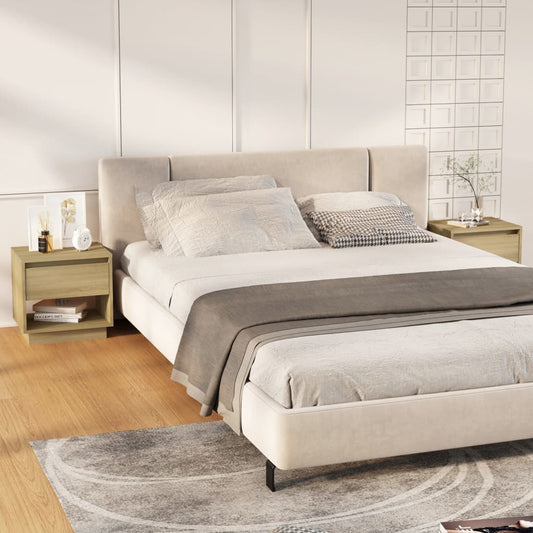 Sonoma Oak Bedside Cabinets 2pcs, 45x34x44 cm, Engineered Wood