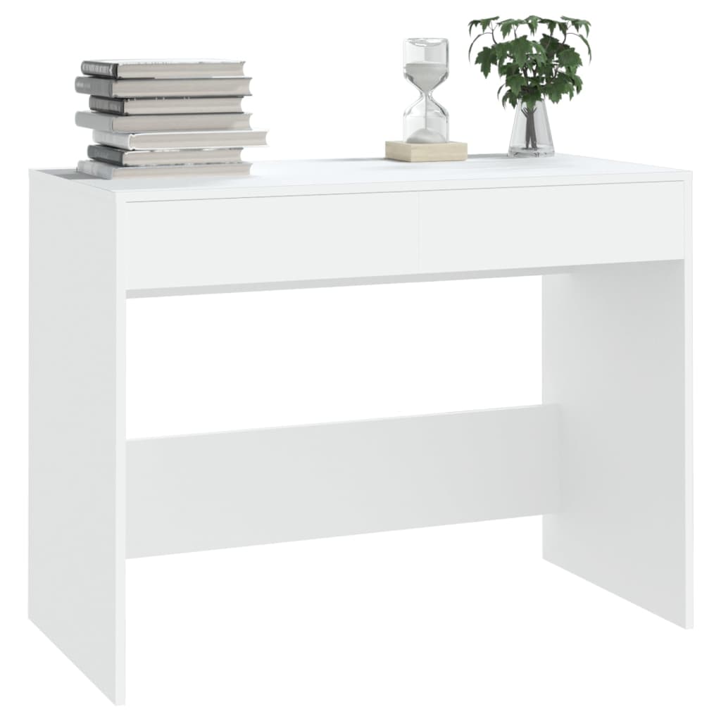 Sleek White Engineered Wood Desk 101x50x76.5 cm