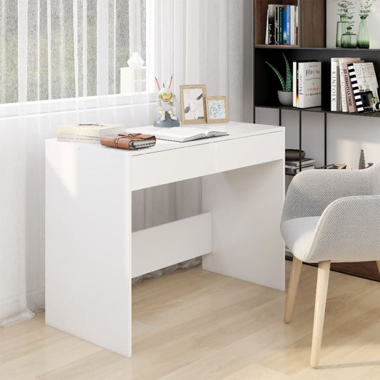 Sleek White Engineered Wood Desk 101x50x76.5 cm
