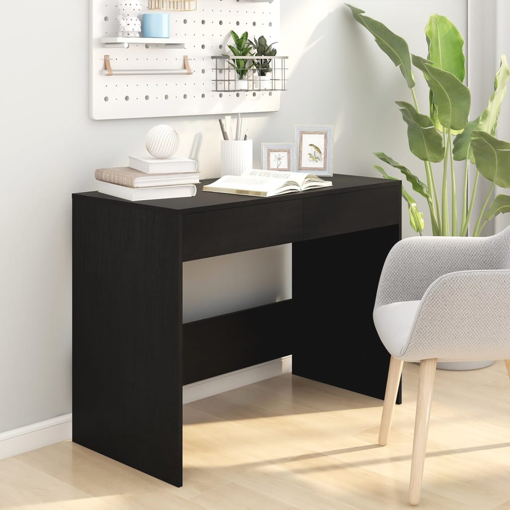 Sleek Black Desk, 101x50x76.5 cm, Engineered Wood, Modern Design