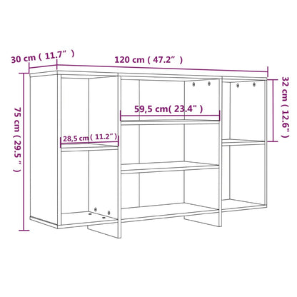 Sideboard White 120x30x75 cm Engineered Wood