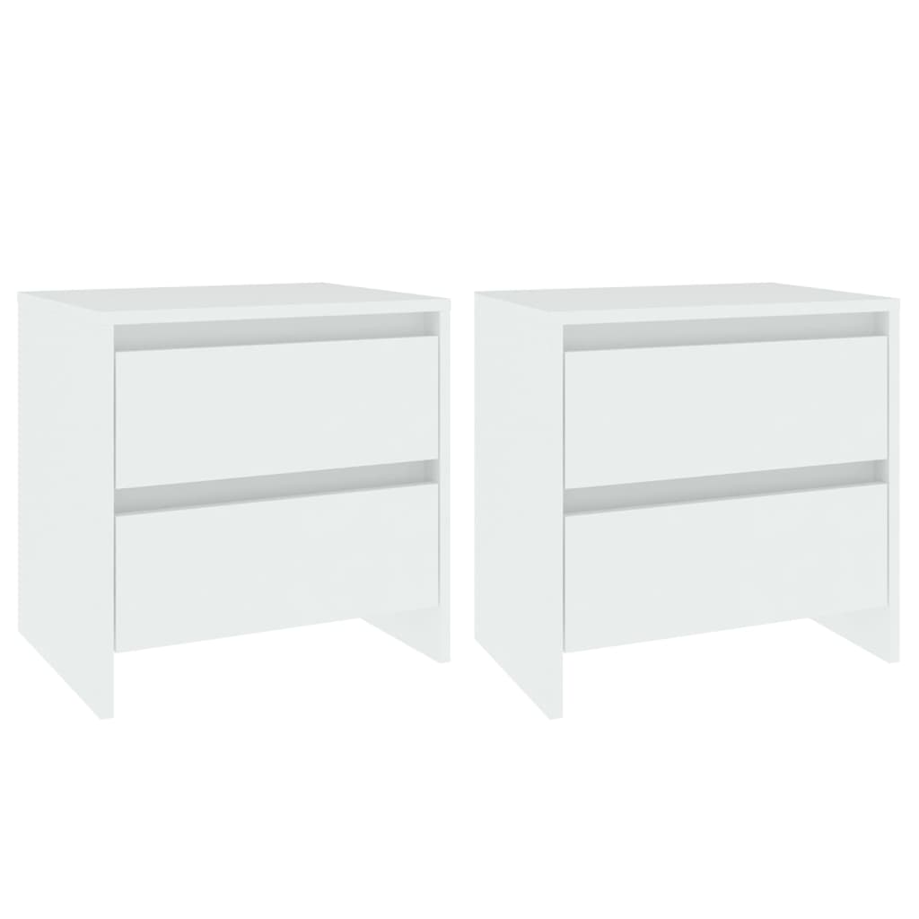 Elegant White Bedside Cabinets Set of 2 - Engineered Wood