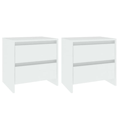 Elegant White Bedside Cabinets Set of 2 - Engineered Wood