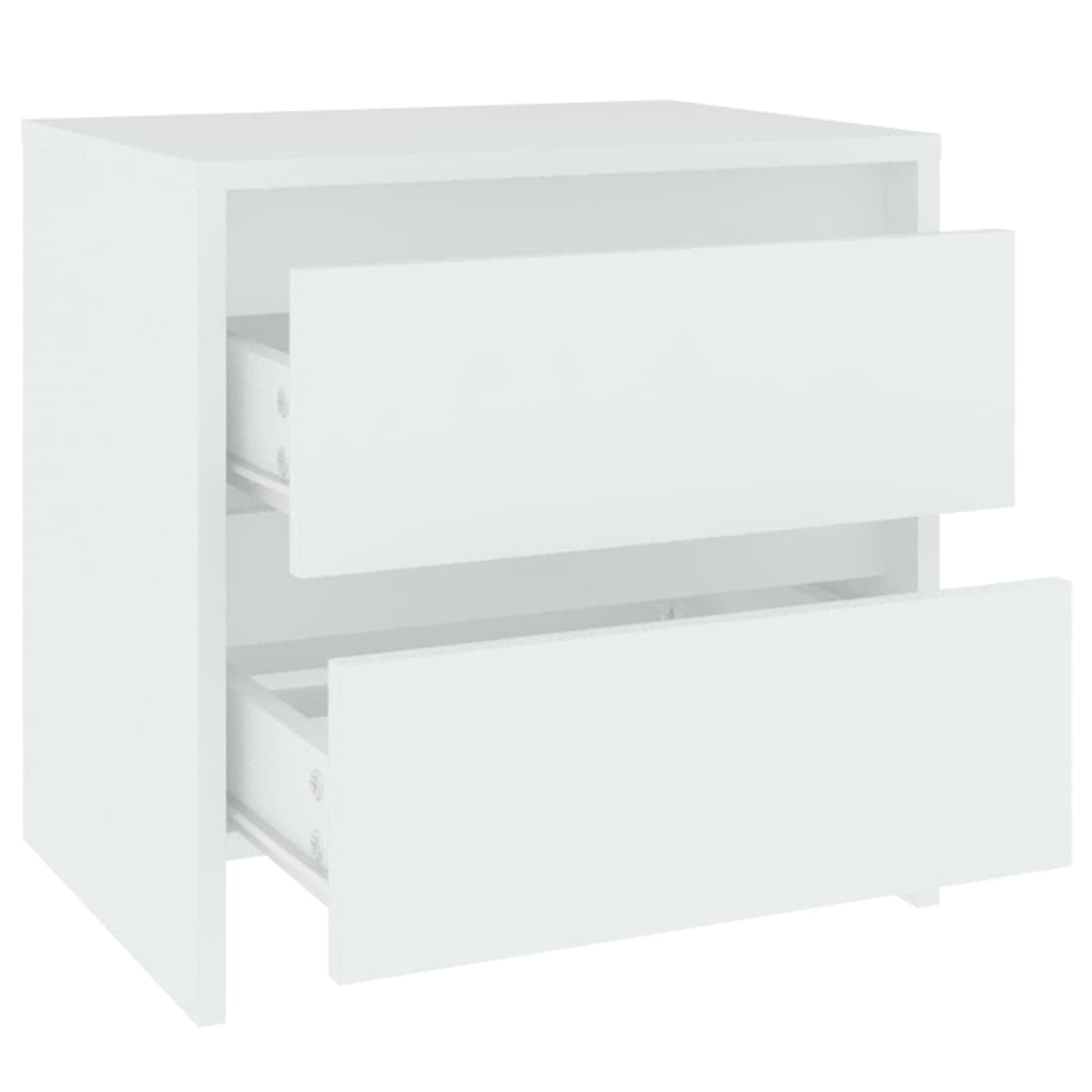 Elegant White Bedside Cabinets Set of 2 - Engineered Wood