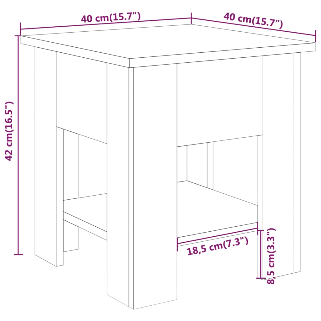 Coffee Table White 40x40x42 cm Engineered Wood