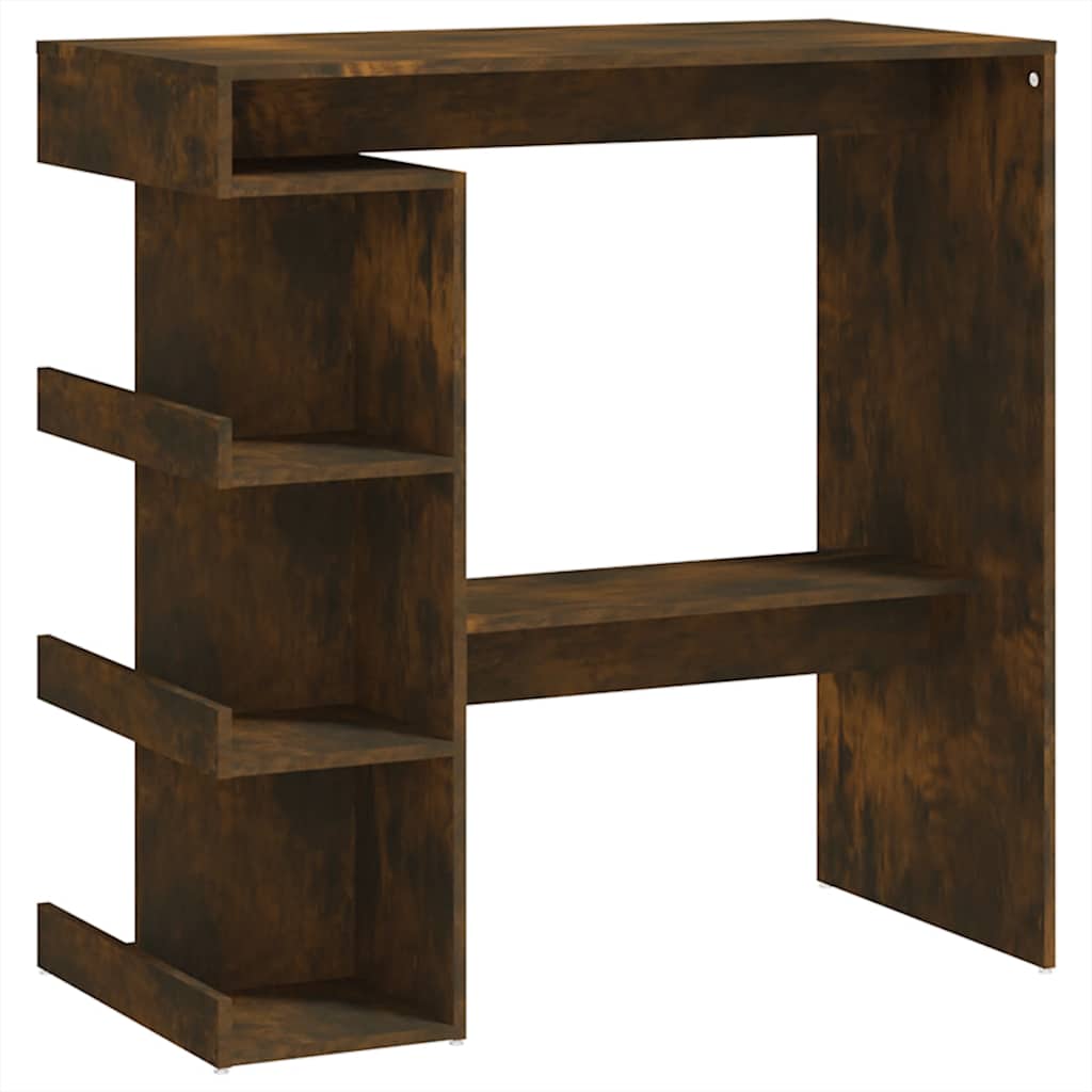 Smoked Oak Bar Table with Storage Rack, Engineered Wood, 100x50x101.5cm