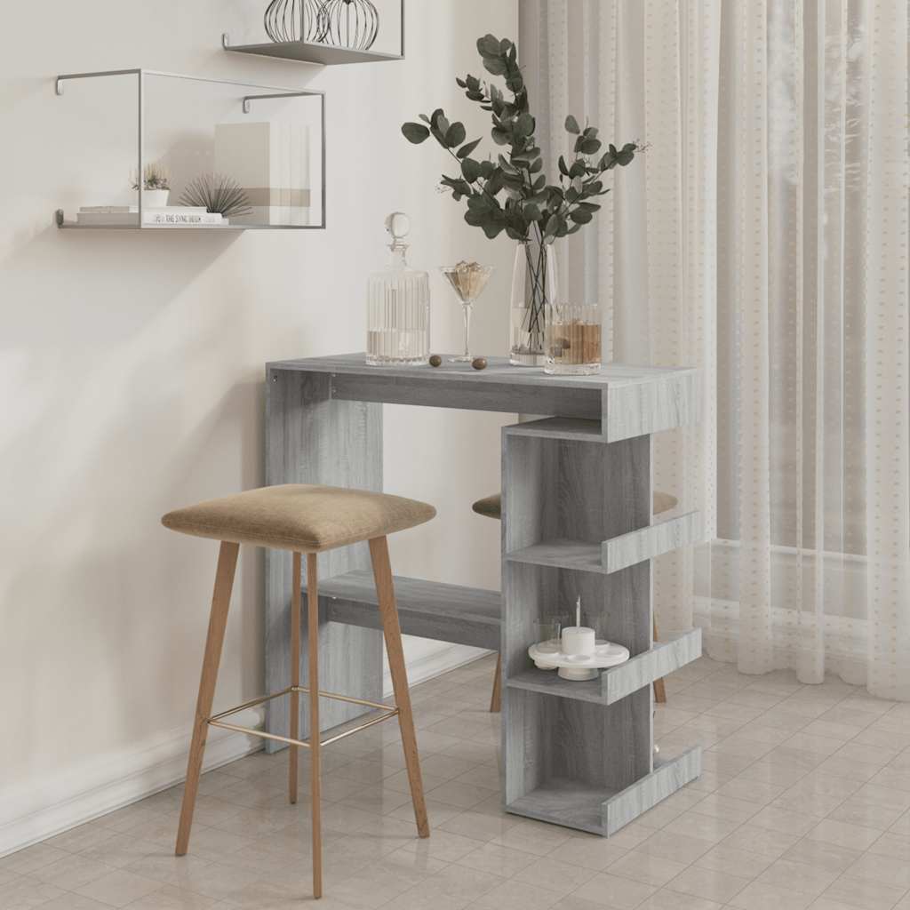 Grey Sonoma Bar Table with Storage Rack - 100x50x101.5 cm