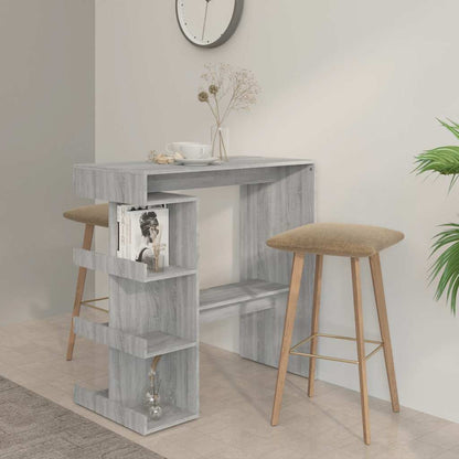 Grey Sonoma Bar Table with Storage Rack - 100x50x101.5 cm