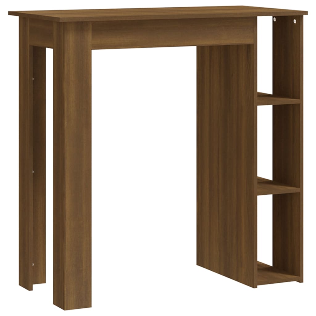Brown Oak Bar Table with Shelf - 102x50x103.5 cm, Engineered Wood