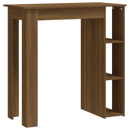 Brown Oak Bar Table with Shelf - 102x50x103.5 cm, Engineered Wood
