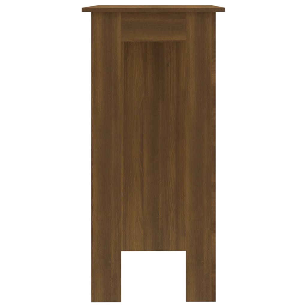 Brown Oak Bar Table with Shelf - 102x50x103.5 cm, Engineered Wood
