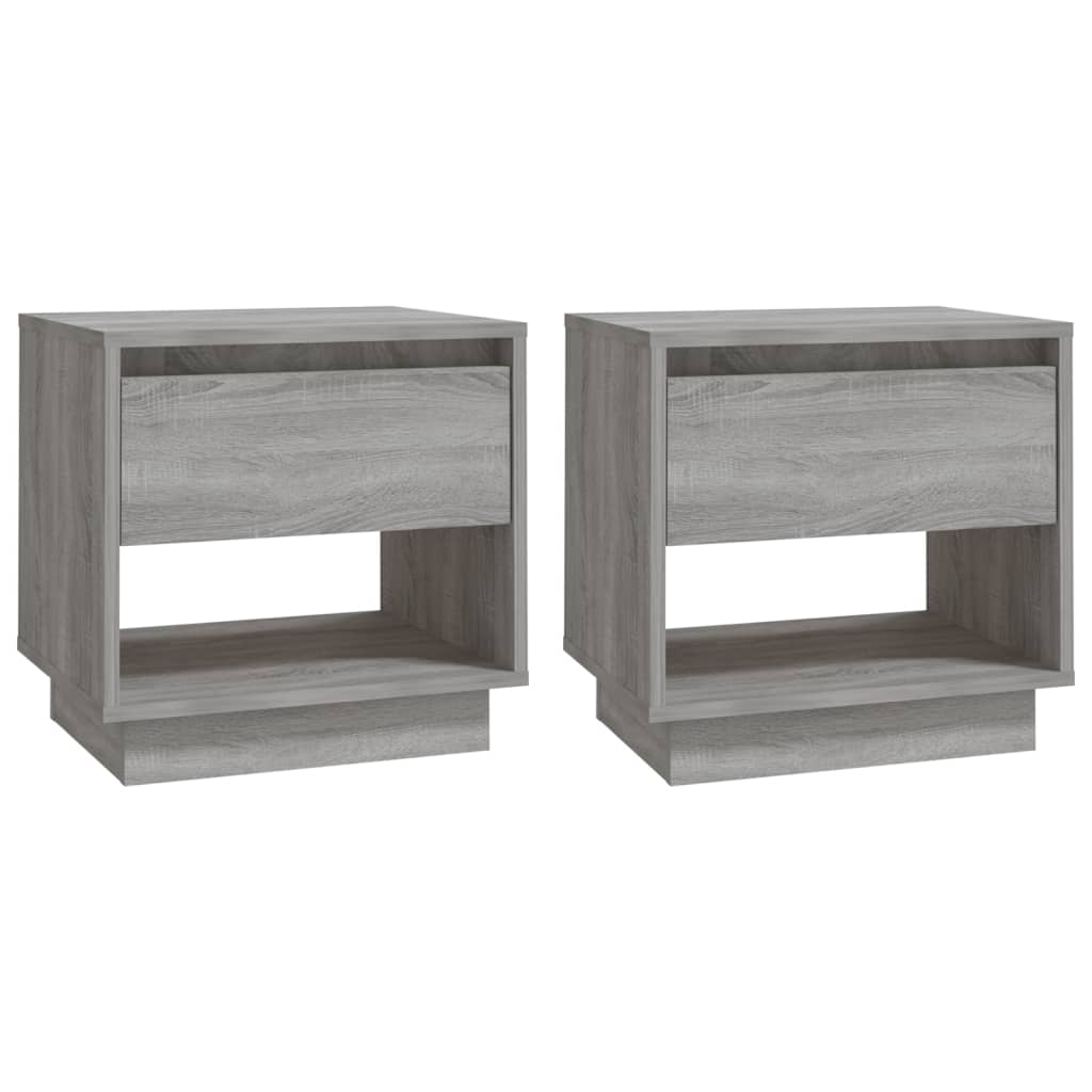 Grey Sonoma Bedside Cabinets Set - 2 Pcs, Engineered Wood, 45x34x44 cm