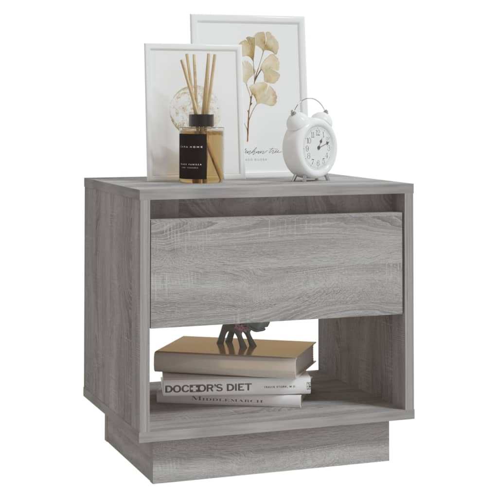 Grey Sonoma Bedside Cabinets Set - 2 Pcs, Engineered Wood, 45x34x44 cm