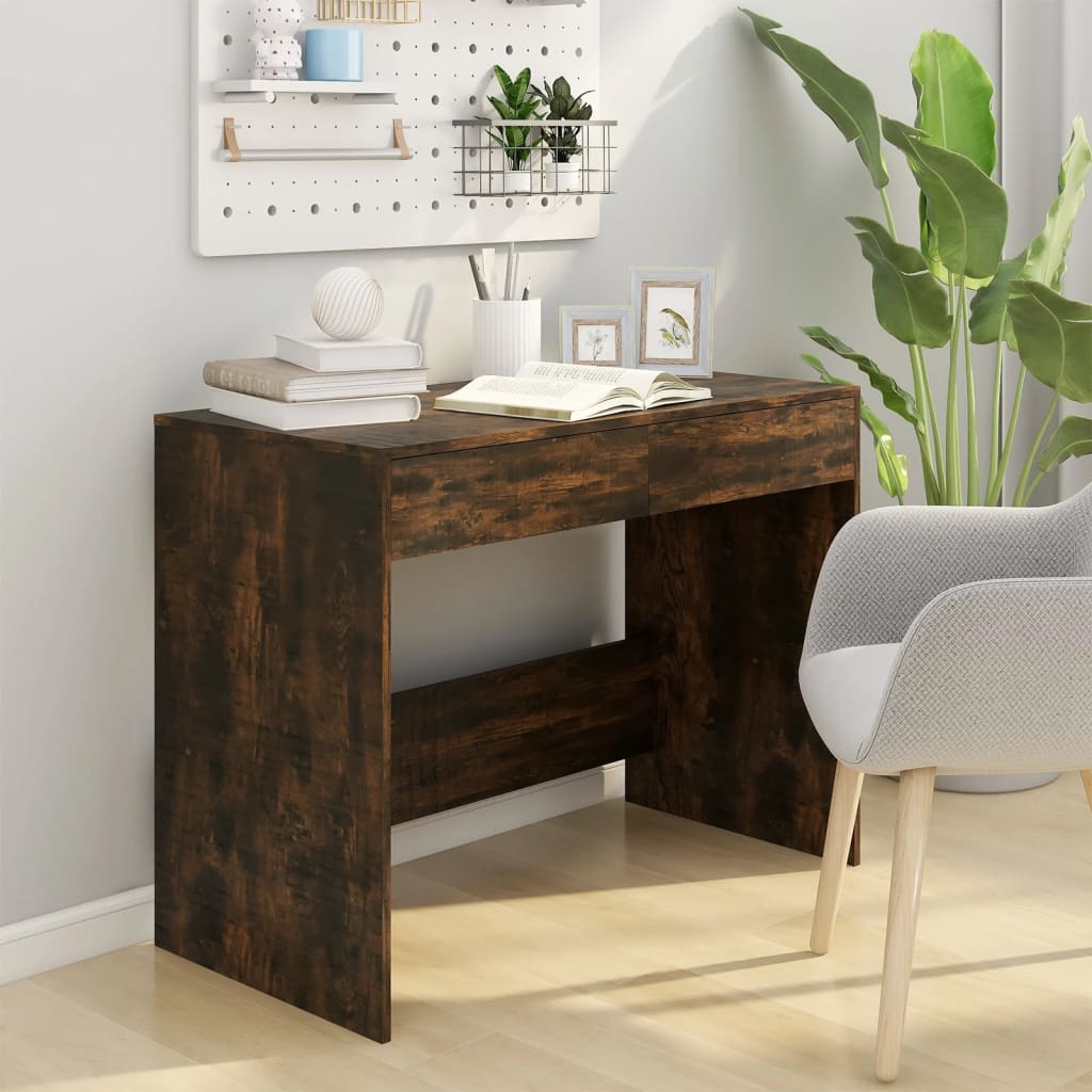 Smoked Oak Desk - 101x50x76.5 cm, Engineered Wood