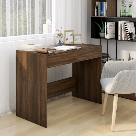 Brown Oak Desk - 101x50x76.5 cm, Engineered Wood办公桌