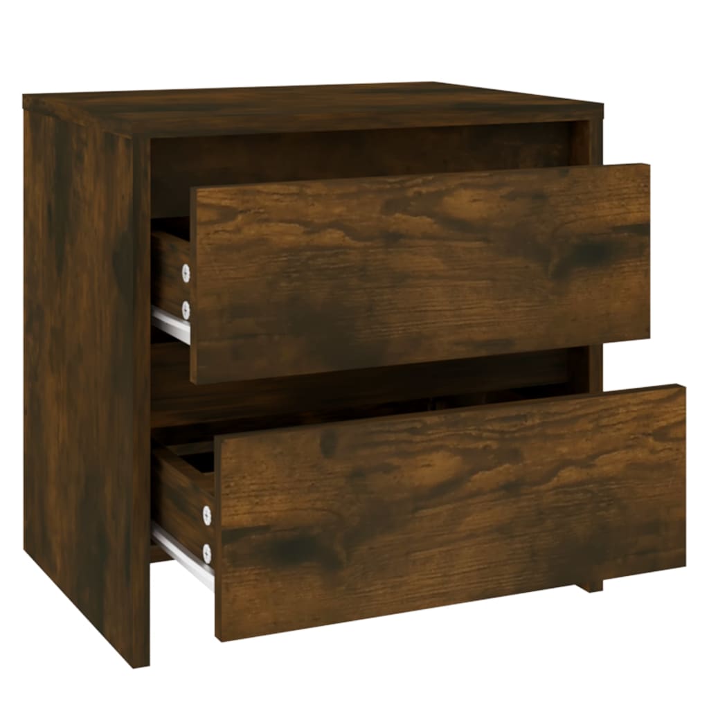 Smoked Oak Bedside Cabinets Set, 45x34.5x44.5 cm, Engineered Wood