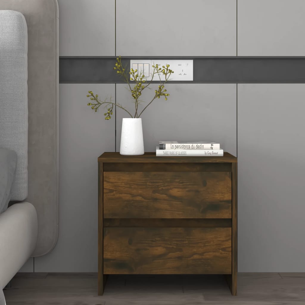 Smoked Oak Bedside Cabinets Set, 45x34.5x44.5 cm, Engineered Wood