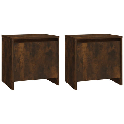 Smoked Oak Bedside Cabinets Set - 2 pcs, 45x34x44.5 cm, Wood