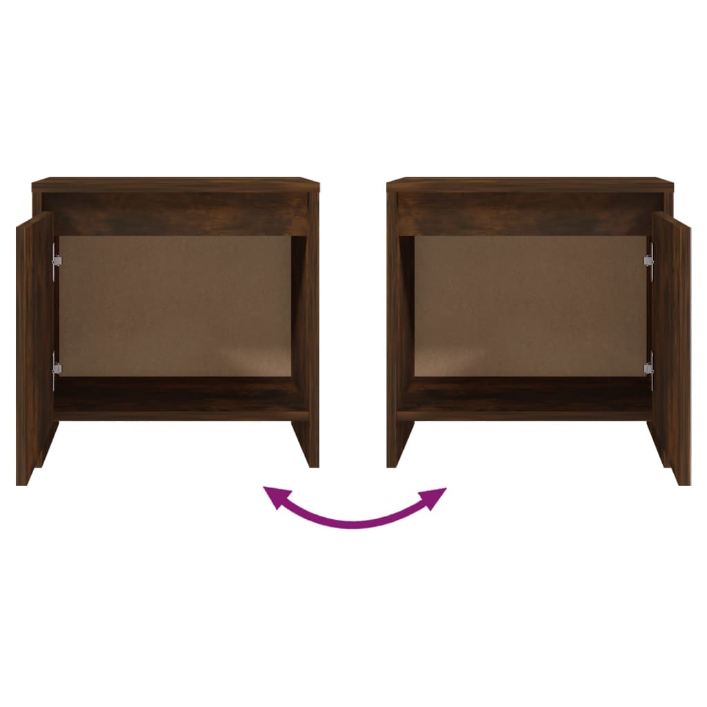 Smoked Oak Bedside Cabinets Set - 2 pcs, 45x34x44.5 cm, Wood