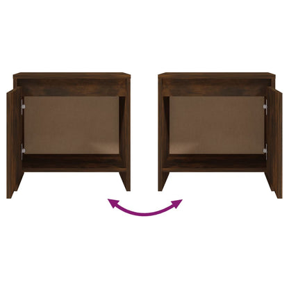 Smoked Oak Bedside Cabinets Set - 2 pcs, 45x34x44.5 cm, Wood