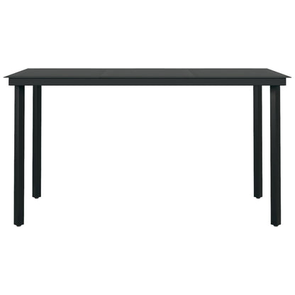 Garden Dining Table Black 140x70x74 cm Steel and Glass