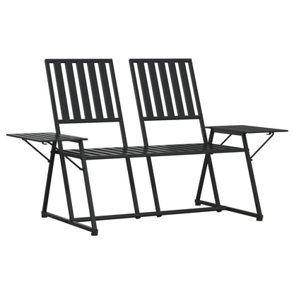 Elegant Black Steel 2-Seater Garden Bench, 165 cm