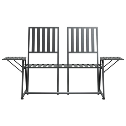 Elegant Black Steel 2-Seater Garden Bench, 165 cm