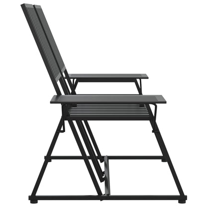 Elegant Black Steel 2-Seater Garden Bench, 165 cm